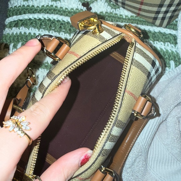 Burberry Tan and Brown Satchel Bag